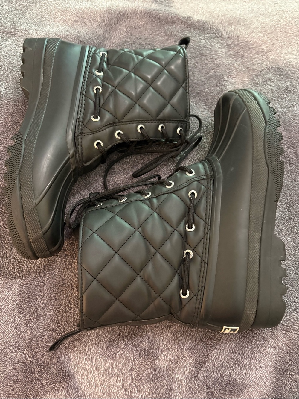 Sperry Gosling Black Quilted Waterproof Duck Boots Size 7